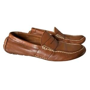 POLO Ralph Lauren Telly Leather Driving Moc Loafer Shoe Sz 7 Tan Preppy Classic